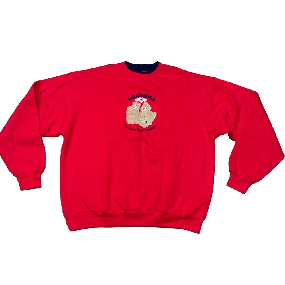 Vintage M & C Sportswear Sweatshirt Beary Best Grandkids Size X Large XL Red